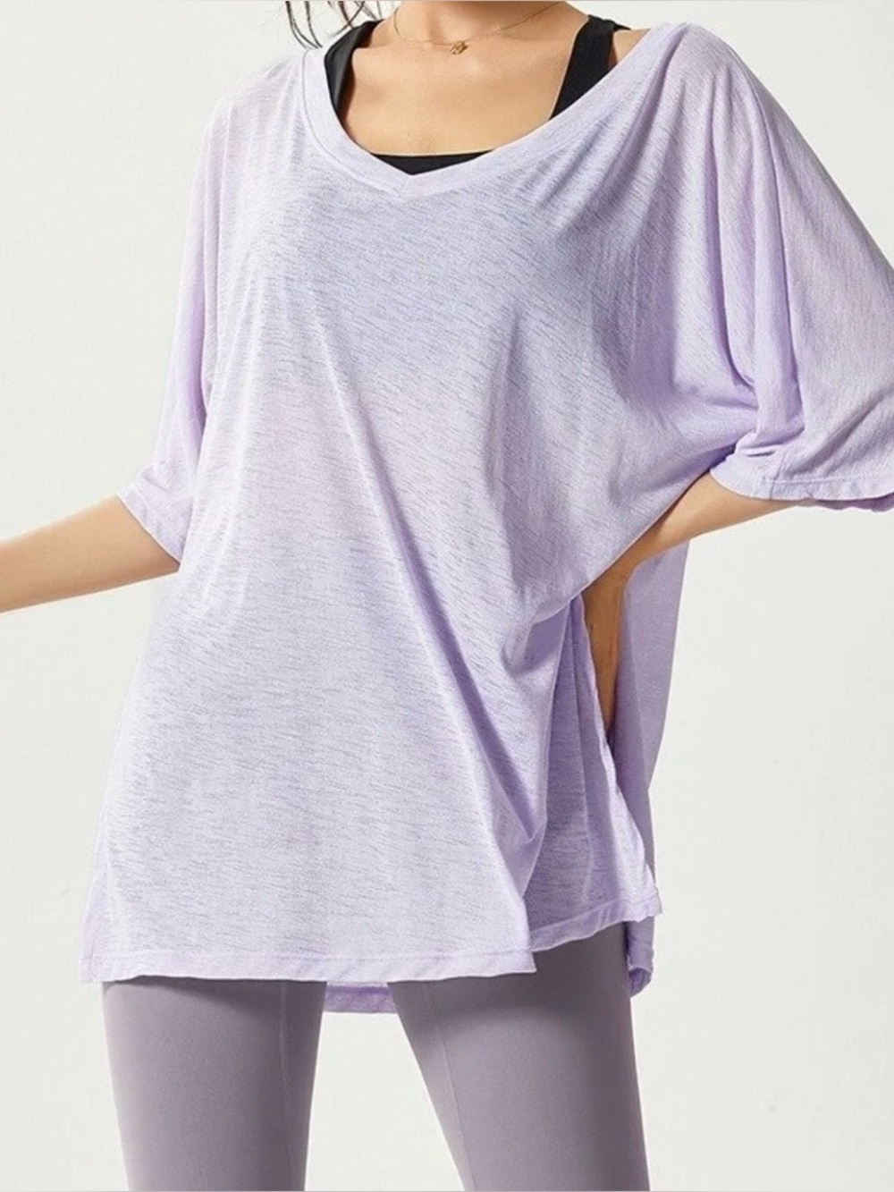 Free People Movement Talk Tough Tee lavender with Side Pockets